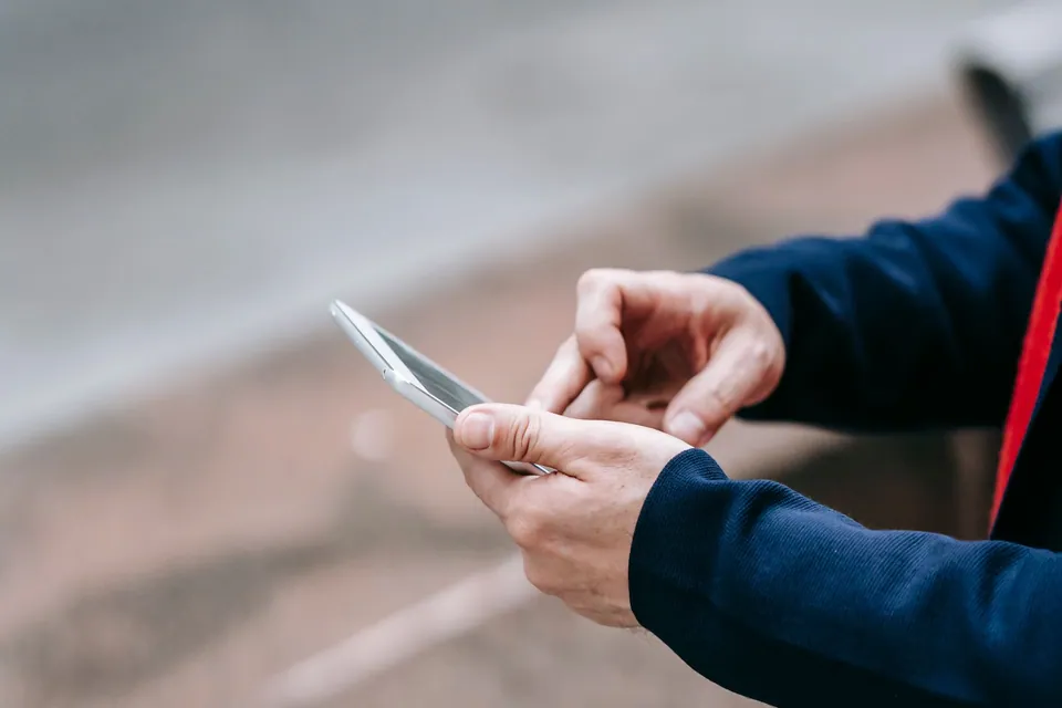 A person using an application on a smartphone