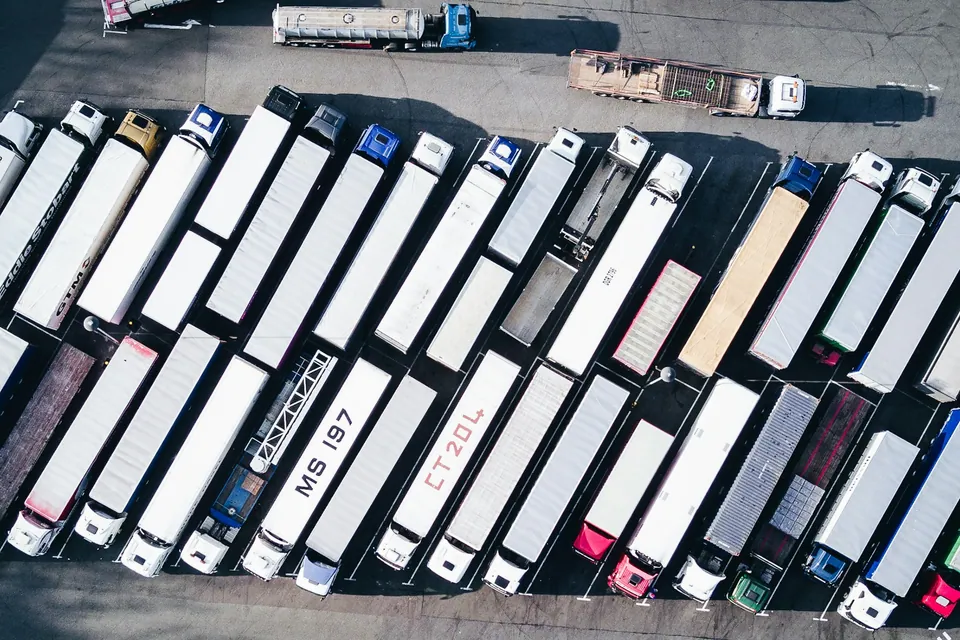 Aerial view of a transportation and logistics operation